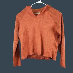 Womens Mountain Hardwear Sweater XL Knit 40% Wool Pullover Orange Thumb Holsters